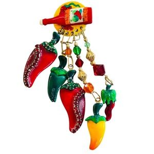 Lunch At The Ritz LATR Poodle Chili pepper Earrings VTG Clip Single earring only